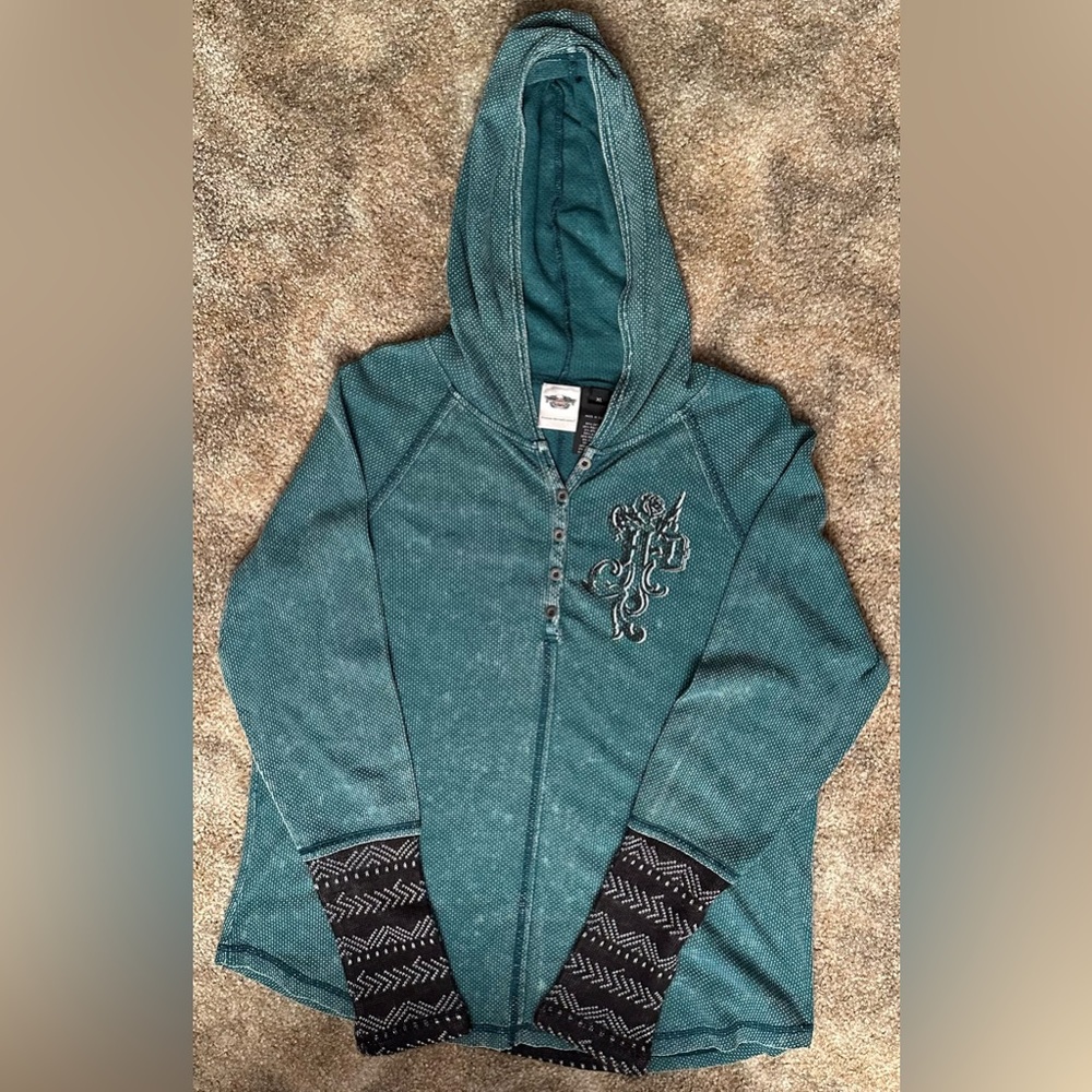 Harley Davidson XL Henley, hooded, light weight